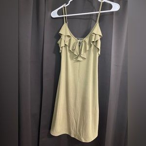 Army Green Ruffle Dress in Medium